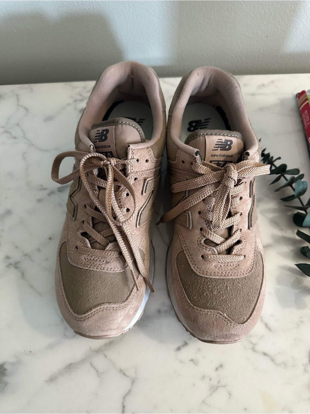 New Balance Women's Taupe Suede Lace-Up Sneakers